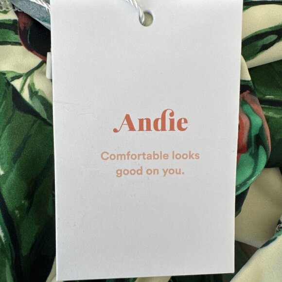 Andie Women's S Waikiki Coverup Swim Dress Stretchy Ivory Palm NWT 9556 - Picture 12 of 16